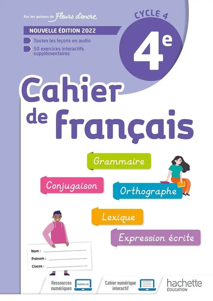 HACHETTE - Cahier De Francais 4eme Cycle 4 22