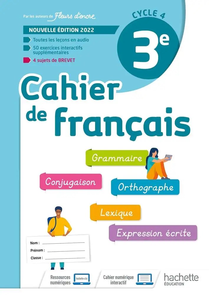 HACHETTE - Cahier De Francais 3eme Cycle 4  22