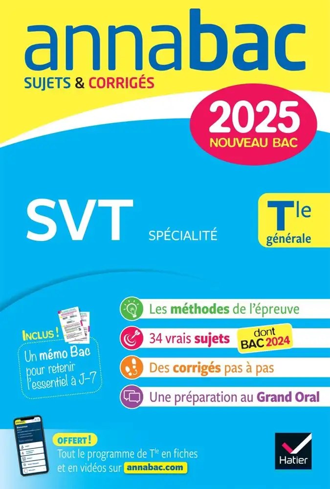 HATIER - Annales du bac Annabac 2025 SVT Tle generale (specialite) - Herve, Helene + Herve, Jean-Cla