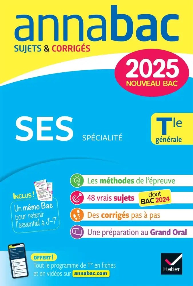 HATIER - Annales du bac Annabac 2025 SES Tle generale (specialite) - Bachelerie-Marteau, Severine +