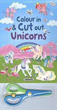 SUSAETA - Colour In And Cut Out Unicorns - Blue